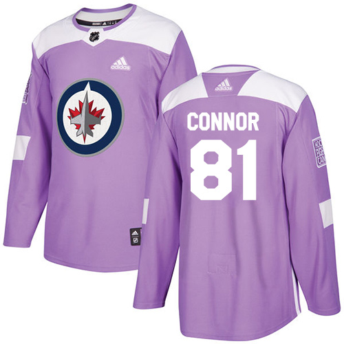 Adidas Jets #81 Kyle Connor Purple Authentic Fights Cancer Stitched NHL Jersey - Click Image to Close